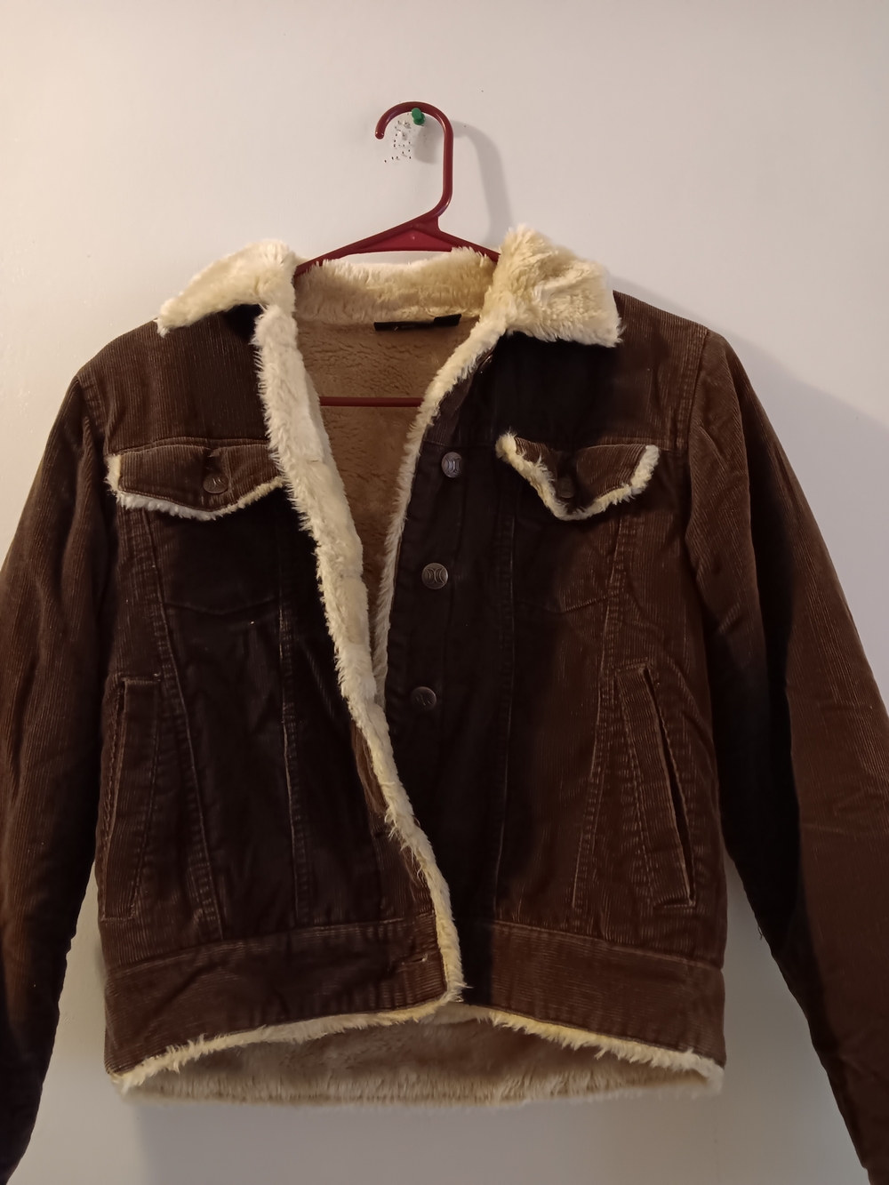 Womens Hurley Brown Corduroy Sherpa-Lined Trucker  Jacket